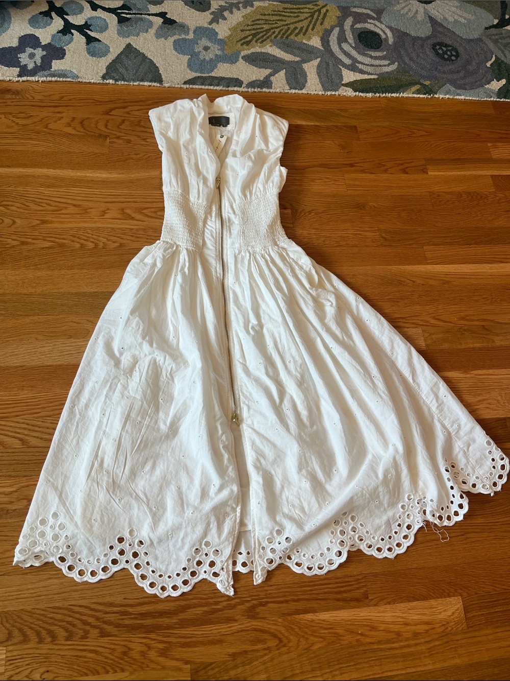 Anthropologie The Tommie Cap-Sleeve Smocked Front-Zip Shirt Dress Sz XS NWT FLAW - Picture 6 of 14